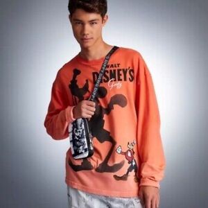 Disney Goofy Shirt Mens Extra Large 90th Anniversary Orange Long Sleeves‎ Boxing